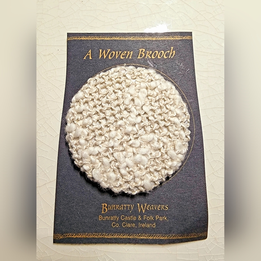 Cream textured woven brooch from Ireland